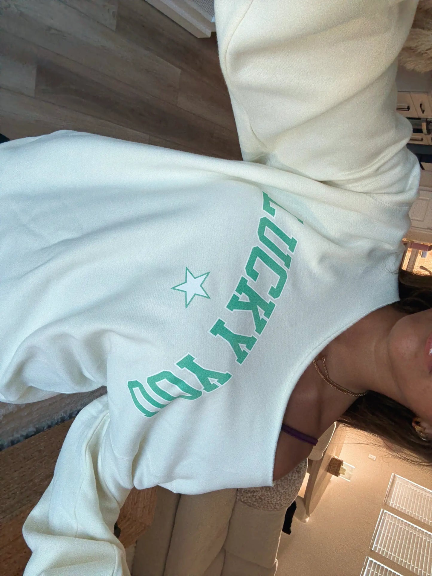 LUCKY YOU OFF SHOULDER SWEATSHIRT