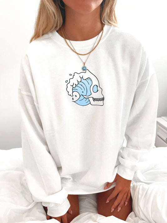 Surfin’ Skull Crewneck - JEWELS KENNEDY DESIGNS