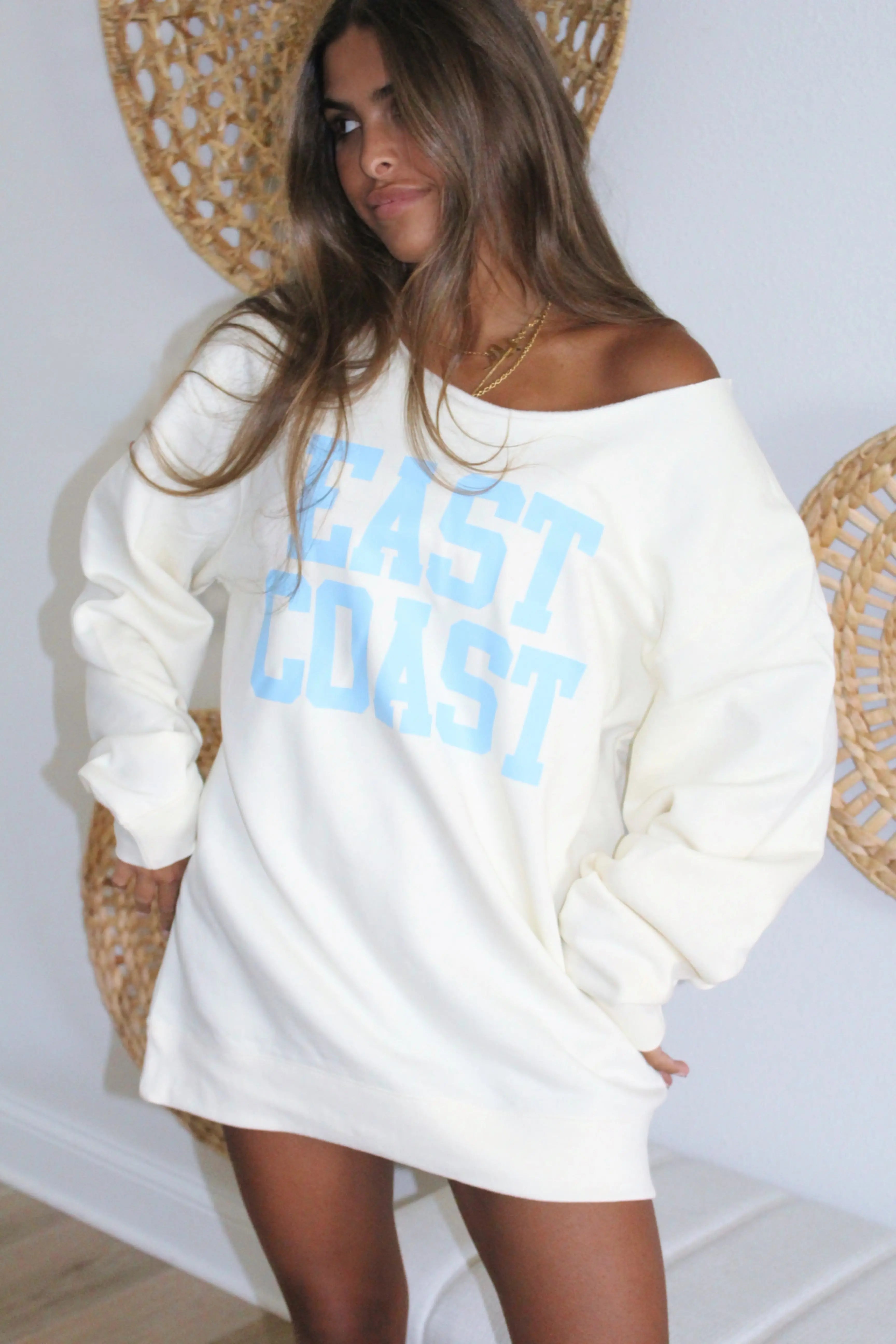 EAST COAST OFF SHOULDER SWEATSHIRT - Jewels Kennedy Designs