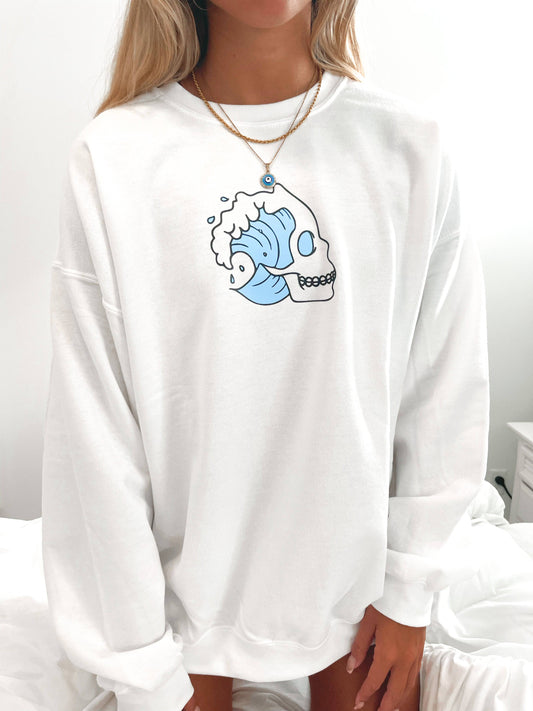 Surfin’ Skull Crewneck - JEWELS KENNEDY DESIGNS